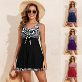 Female Skirt Style Split Boxers Conservative Tankini Swimsuit